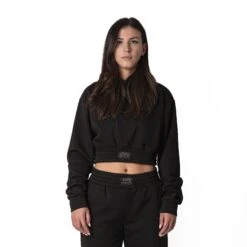 Women's Cropped Heavyweight Fleece Hoodie 26 Women's Cropped Heavyweight Fleece Hoodie -RIVAL Boxinggear CroppedHeavyweightFleeceHoodie BLACK 1.2