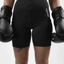 Women's High-Rise Biker Shorts With Pockets -RIVAL Boxinggear Women sHigh RiseBikerShortswithPockets BLACK 7