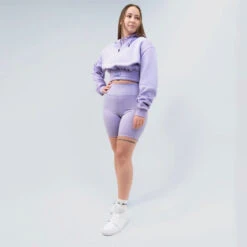 Women's High-Rise Biker Shorts With Pockets -RIVAL Boxinggear rival 2024 biker shorts front purple 01