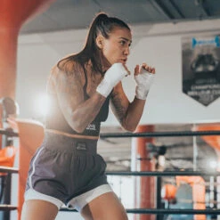 Women's Shorts With Compression Lining -RIVAL Boxinggear rival 2024 womens compression shorts front grey 02