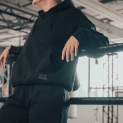 Women's Oversized Heavyweight Fleece Hoodie -RIVAL Boxinggear rival 2024 womens hoodie side black 01